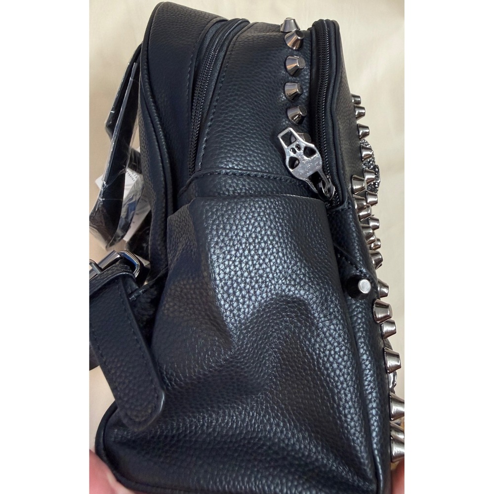 Scarleton Black Studded Skull Vegan Leather Mini Backpack Goth Edgy - Picture 7 of 12